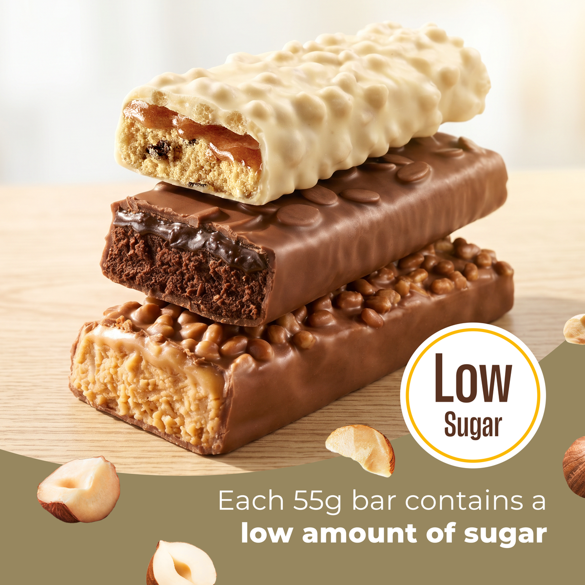 Barre Protéinée Saveur Chocolat & Noisettes 15x55g